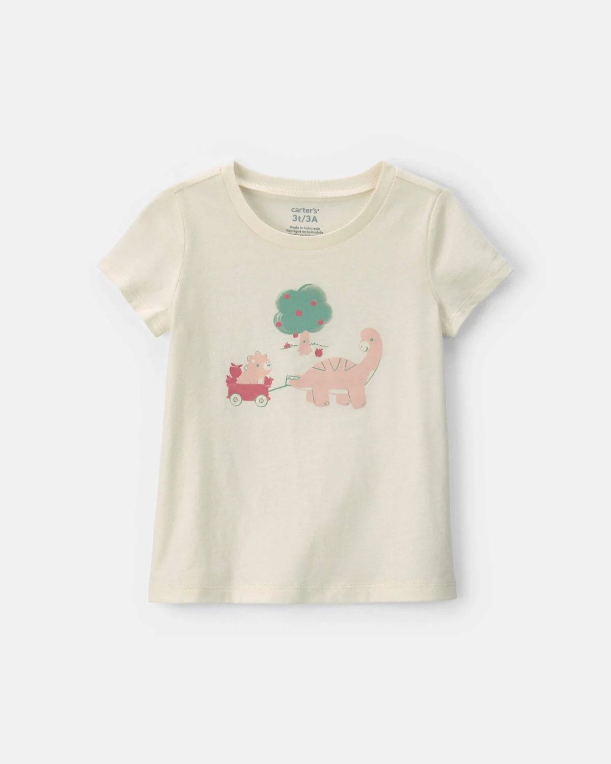 Toddler Girl Dinosaur Graphic Tee - Cream