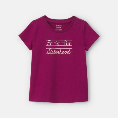 Toddler Girl 'Sisterhood' Graphic Tee - Burgundy