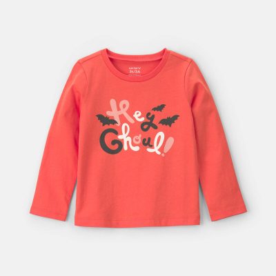 Toddler Girl 'Hey Ghoul' Halloween Long-Sleeve Graphic Tee - Orange