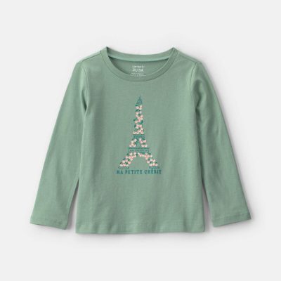 Toddler Girl 'Ma Petite Chérie' Eiffel Tower Long-Sleeve Graphic Tee - Green