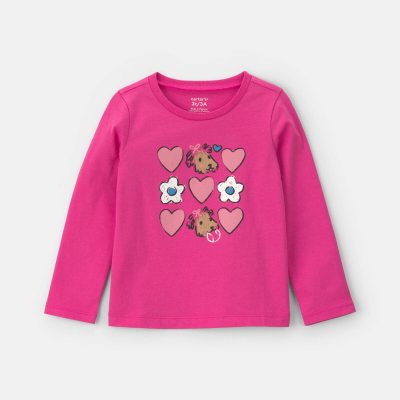 Toddler Girl Heart Long-Sleeve Graphic Tee - Pink
