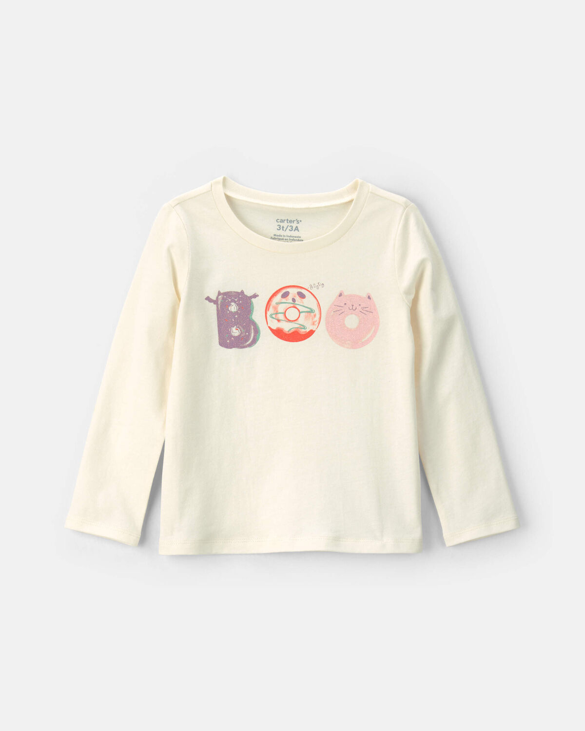 Toddler Girl 'Boo' Halloween Long-Sleeve Graphic Tee - Cream