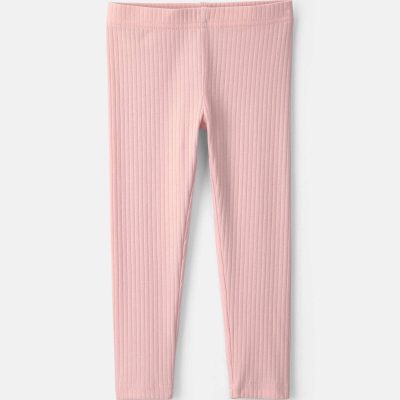 Toddler Girl Cotton Pull-On Stretch Rib Leggings - Pink