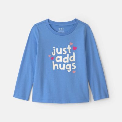 Toddler Girl 'Just Add Hugs' Long-Sleeve Graphic Tee - Blue