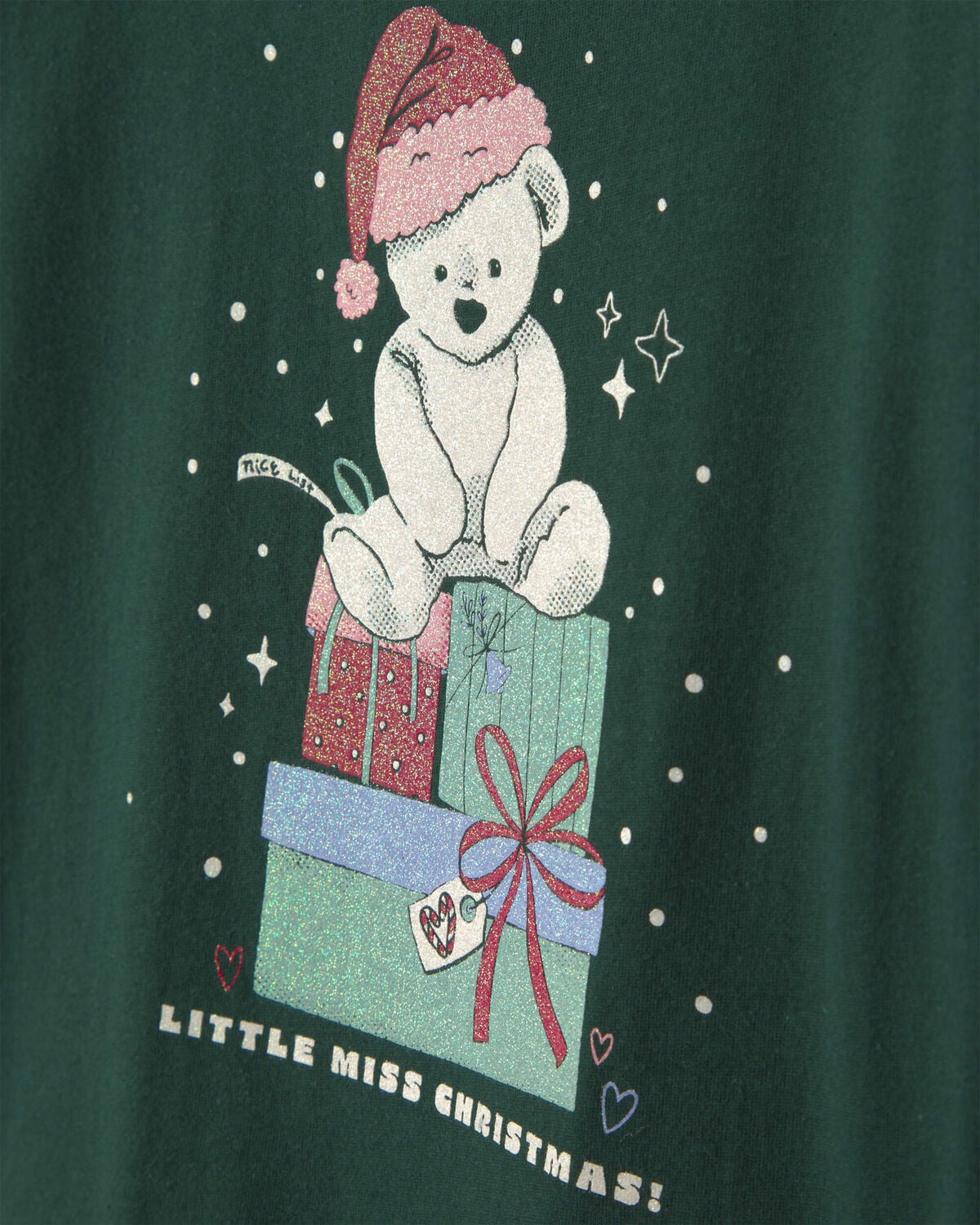 Toddler Girl Christmas Bear Long-Sleeve Graphic Tee - Green - Image 2