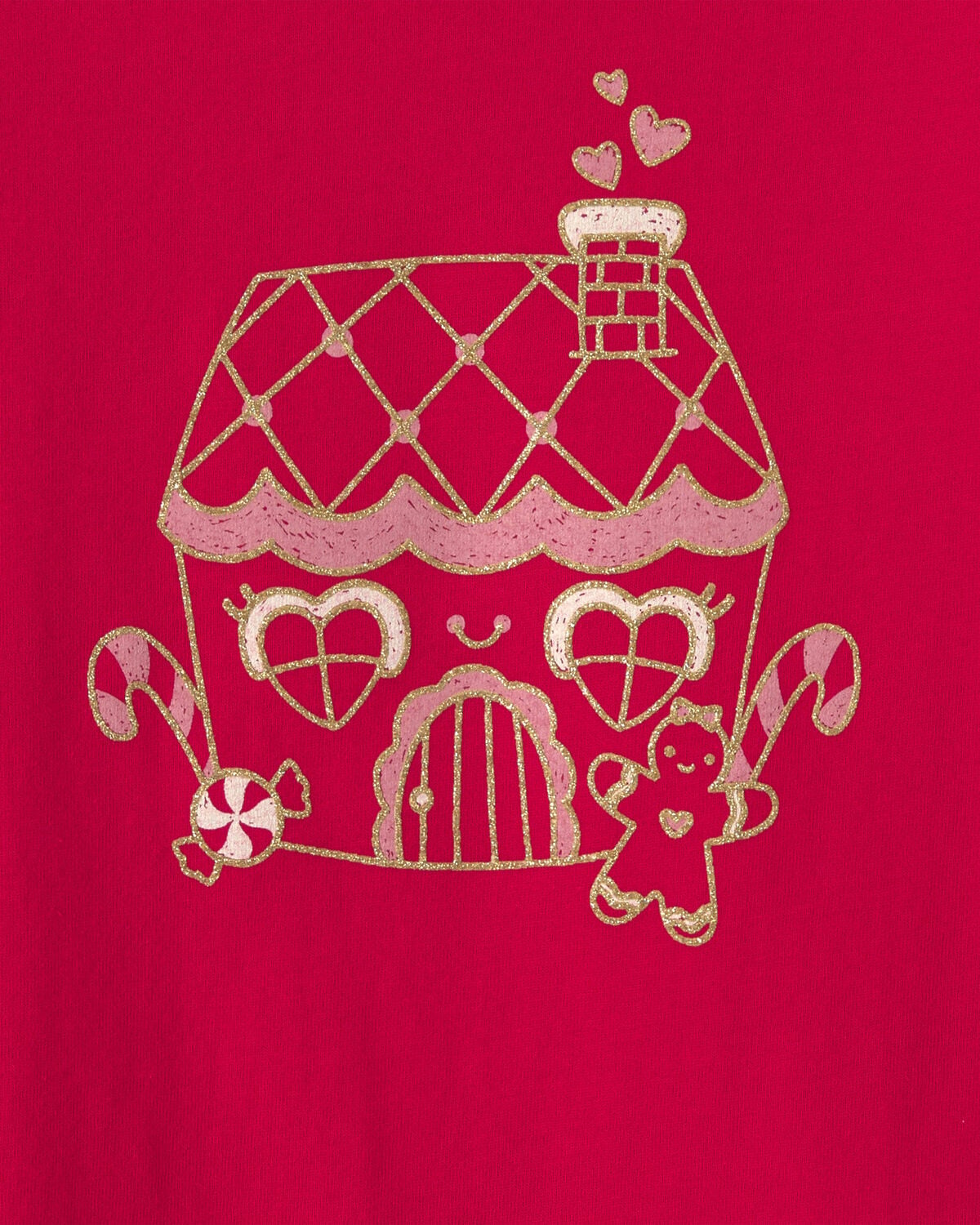 Toddler Girl Gingerbread House Long-Sleeve Graphic Tee - Red - Image 2