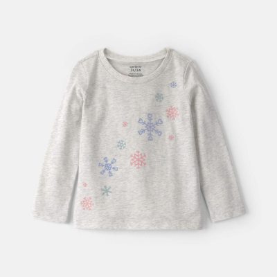 Toddler Girl Snowflake Long-Sleeve Graphic Tee - Grey