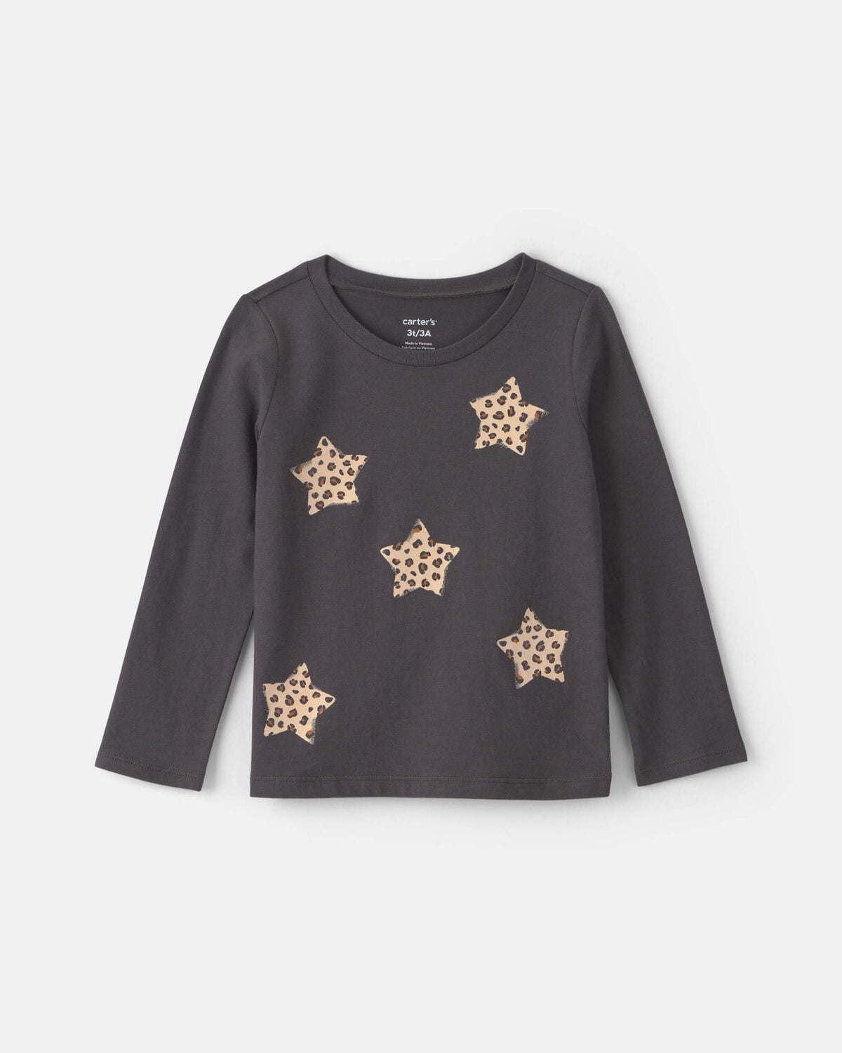 Toddler Girl Leopard Star Long-Sleeve Graphic Tee - Black