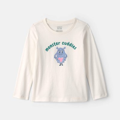 Toddler Girl 'Monster Cuddles' Long-Sleeve Graphic Tee - Cream
