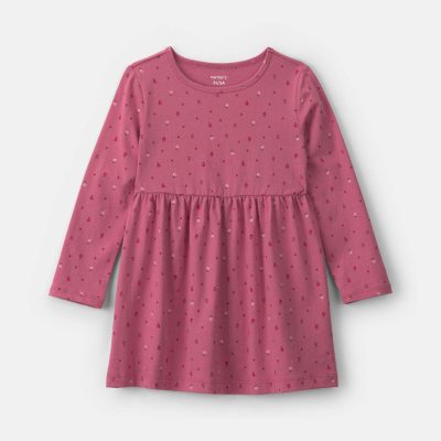 Toddler Girl Polka Dot Long-Sleeve Dress - Pink