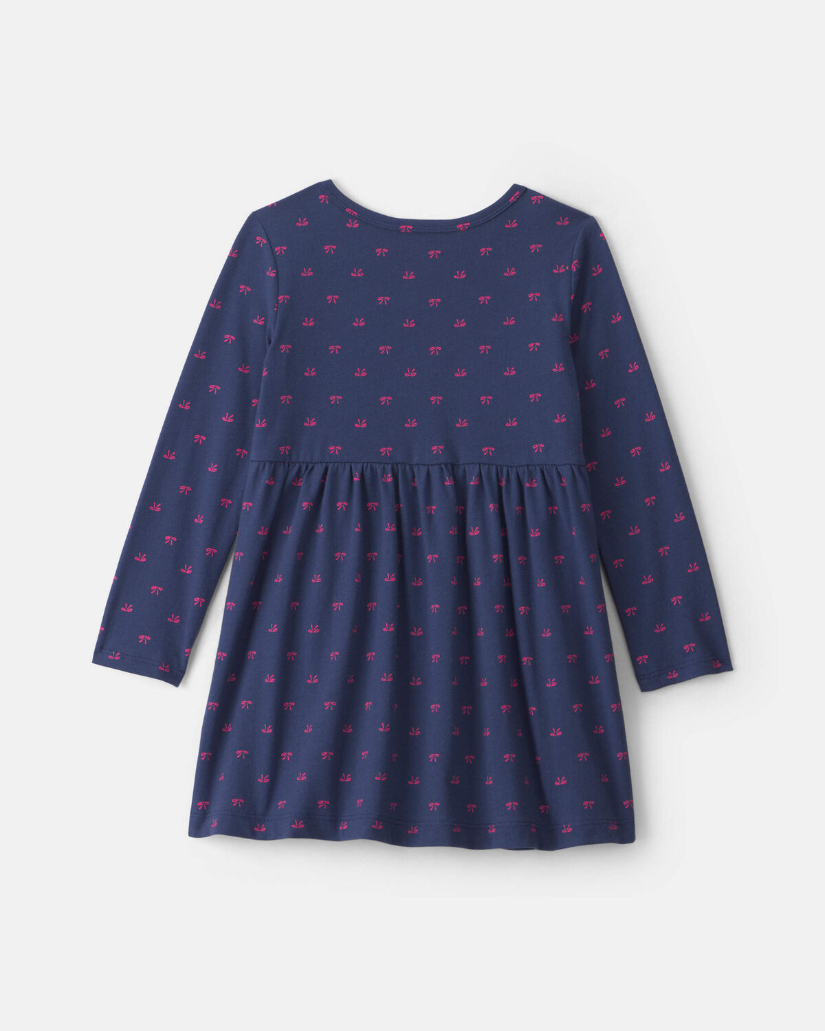 Toddler Girl Bow Long-Sleeve Dress - Navy Blue - Image 2