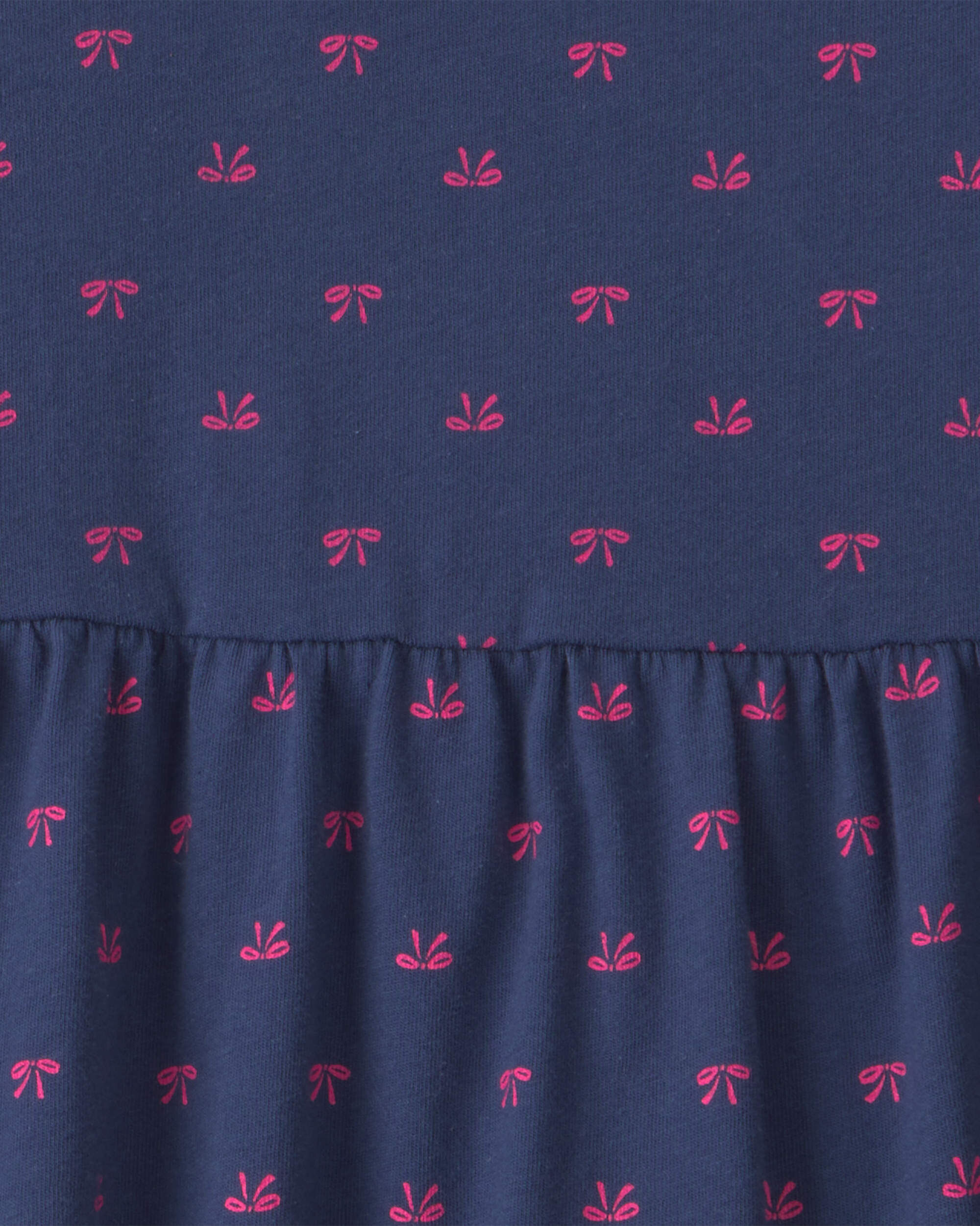 Toddler Girl Bow Long-Sleeve Dress - Navy Blue - Image 4