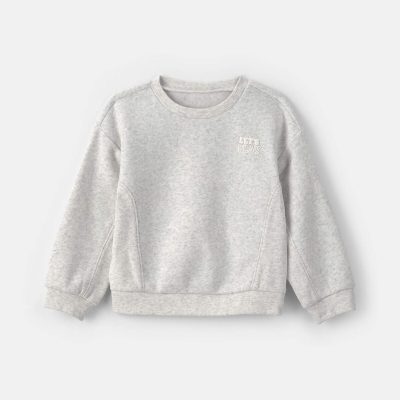 Toddler Girl 'Let's Play' Fleece Pullover Sweatshirt - Grey