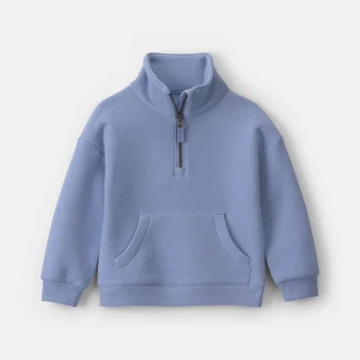Toddler Girl Fleece Pullover Quarter Zip Sweatshirt - Blue