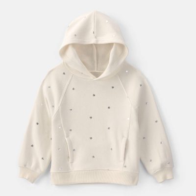Toddler Girl Fleece Hoodie - Cream