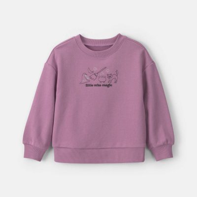 Toddler Girl 'Little Miss Magic' Halloween French Terry Pullover Sweatshirt - Purple