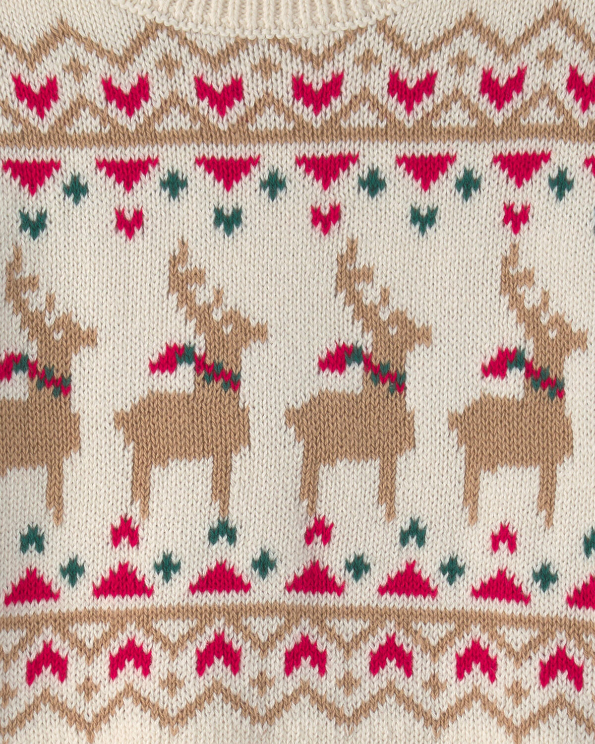 Toddler Girl Reindeer Fair Isle Sweater - Cream - Image 2