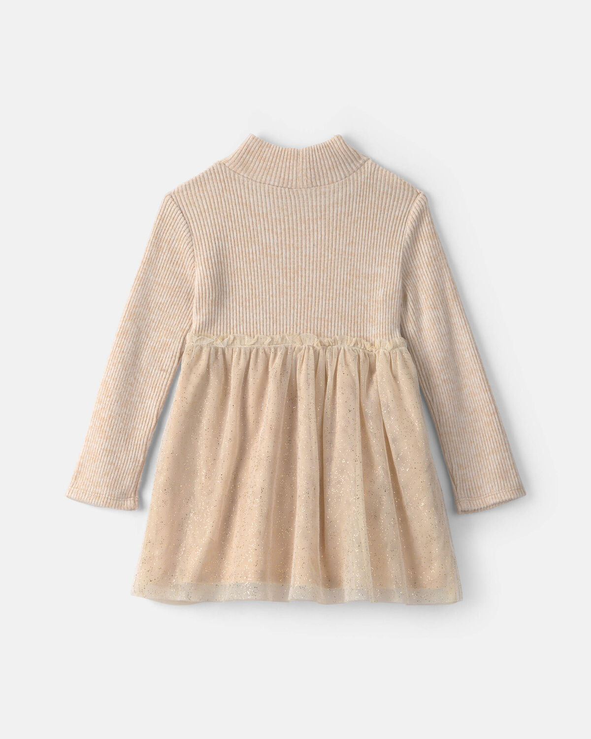 Toddler Girl Shimmer Long-Sleeve Sweater Tulle Dress - Cream - Image 2