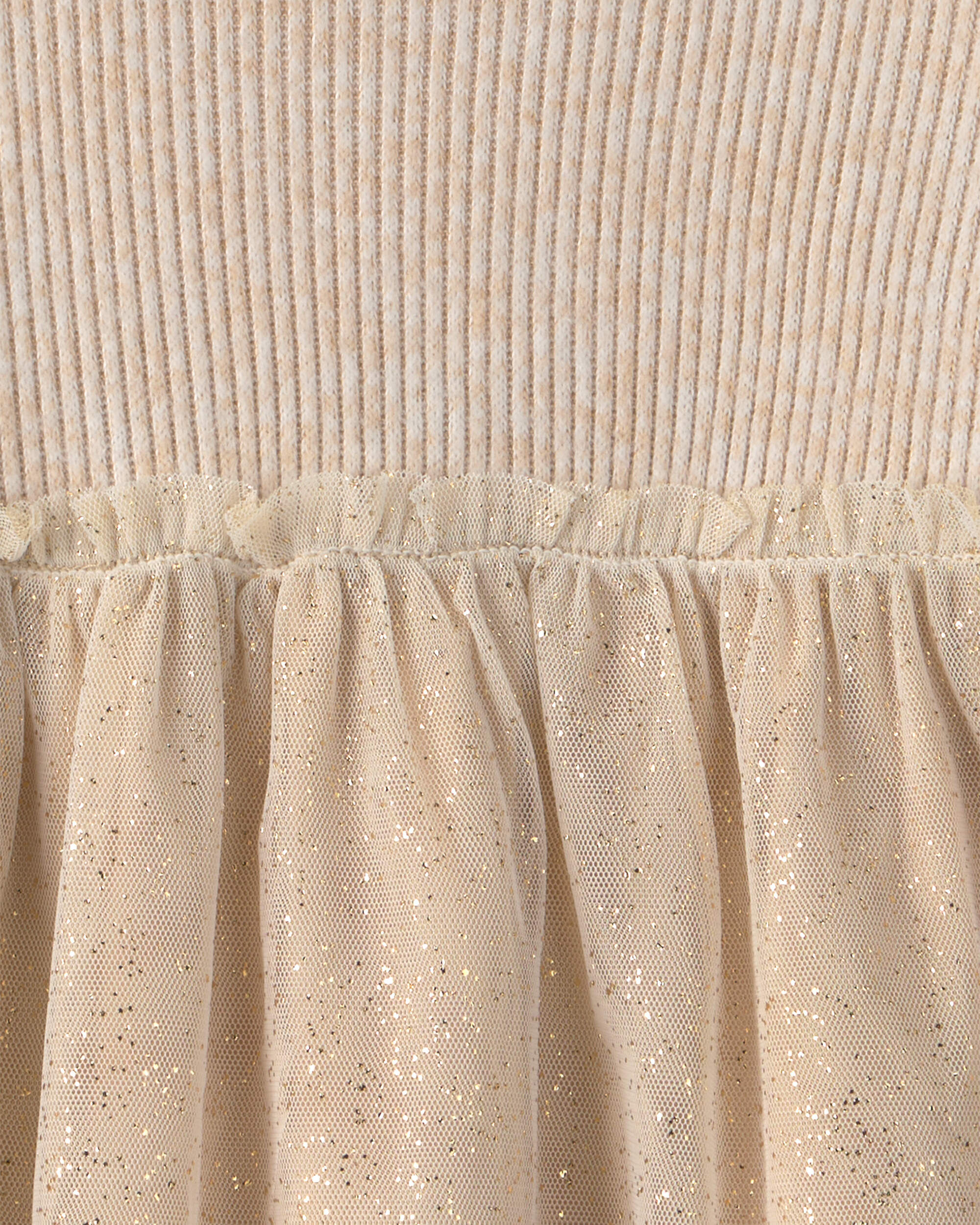 Toddler Girl Shimmer Long-Sleeve Sweater Tulle Dress - Cream - Image 4