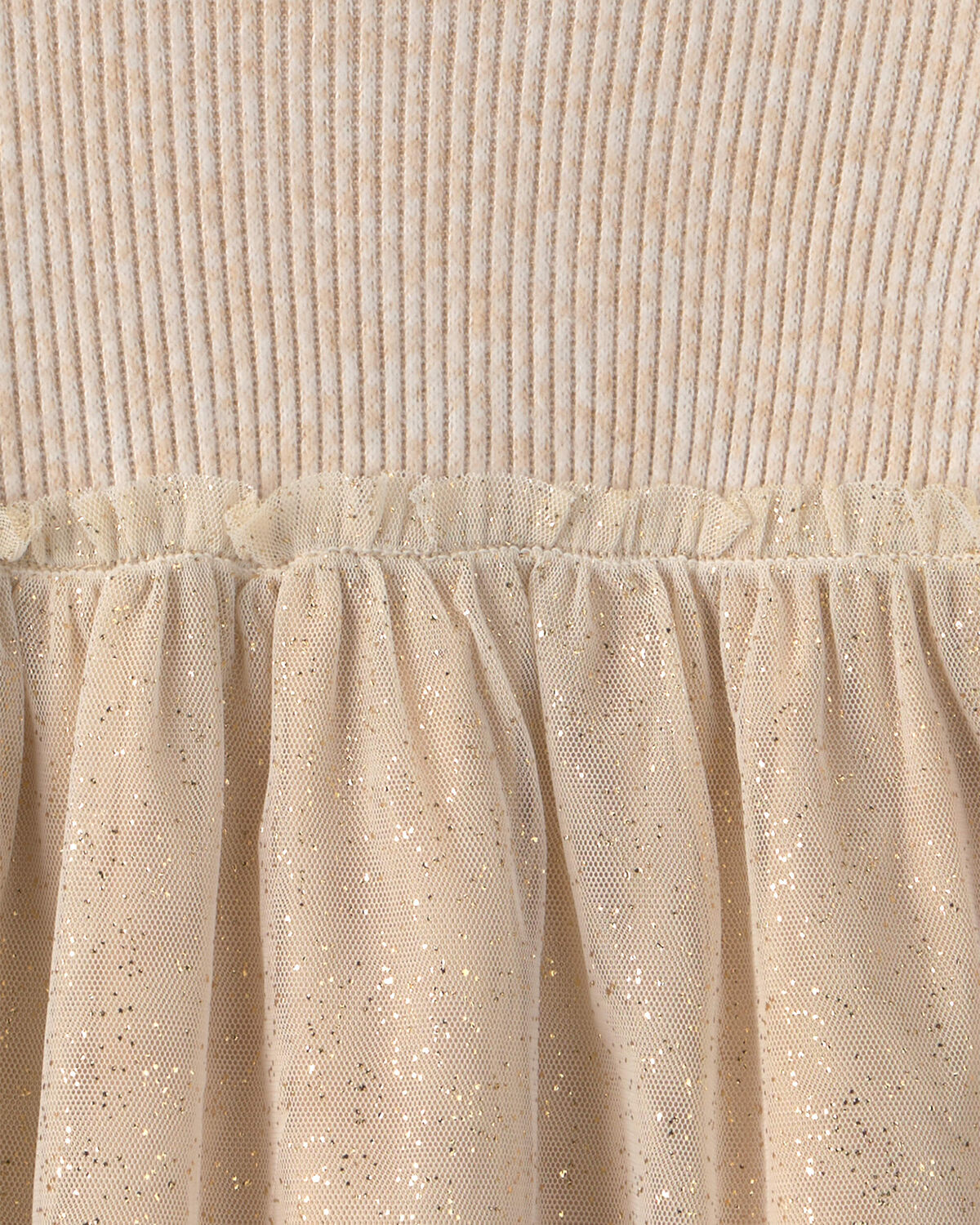 Toddler Girl Shimmer Long-Sleeve Sweater Tulle Dress - Cream - Image 3
