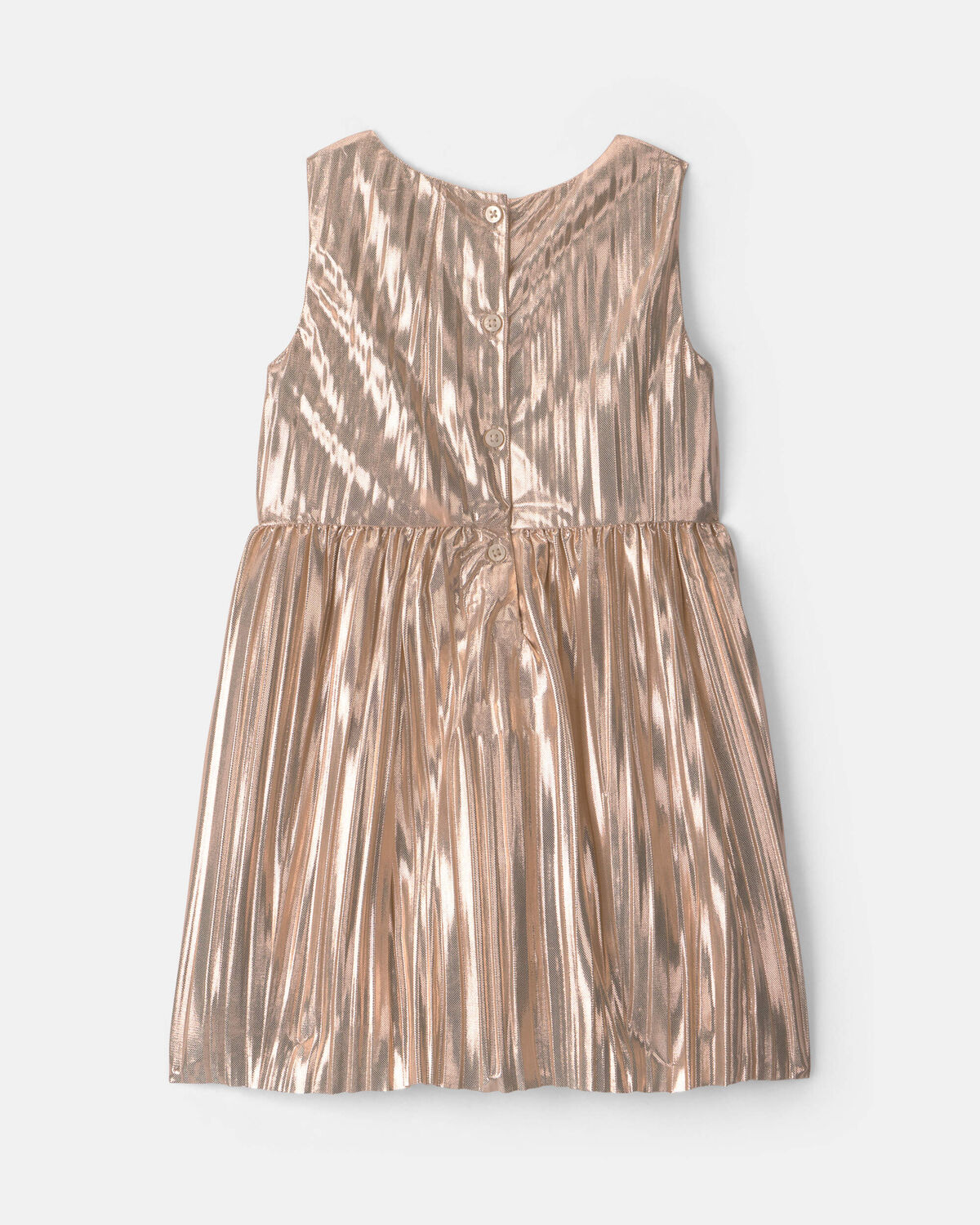Toddler Girl Metallic Crinkle Bow Dress - Gold - Image 2