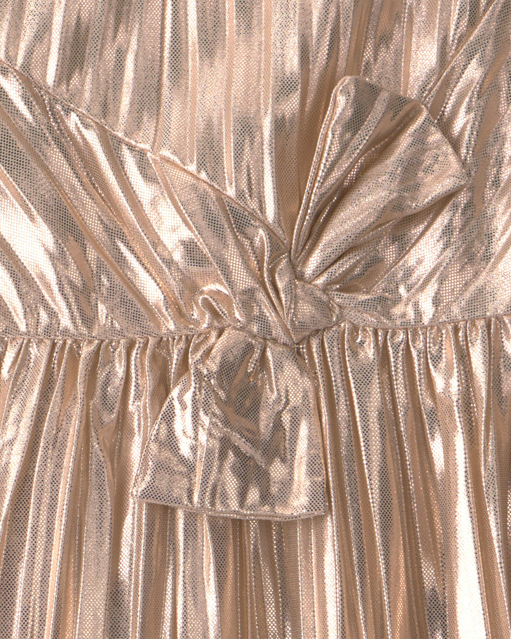 Toddler Girl Metallic Crinkle Bow Dress - Gold - Image 4