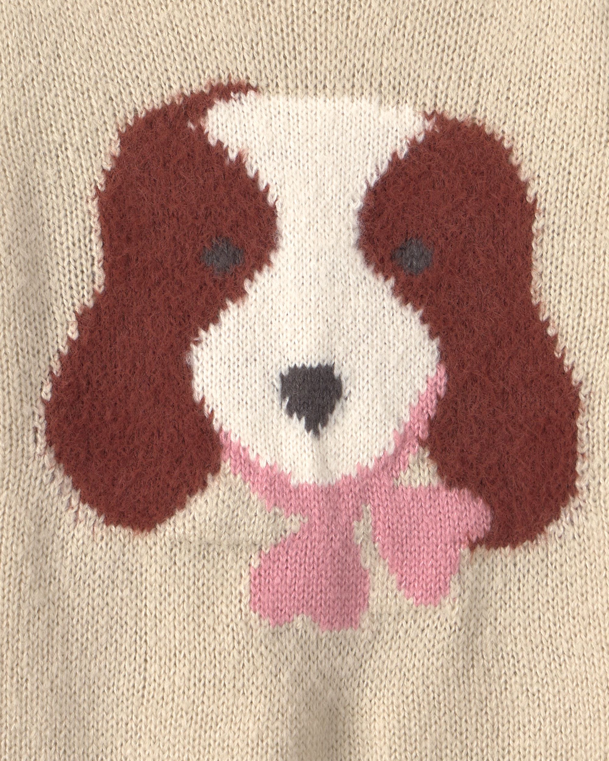 Toddler Girl Dog Sweater - Cream - Image 6