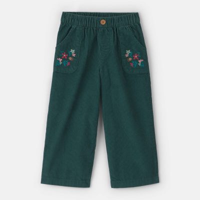 Toddler Girl Floral Corduroy Wide-Leg Pants - Green