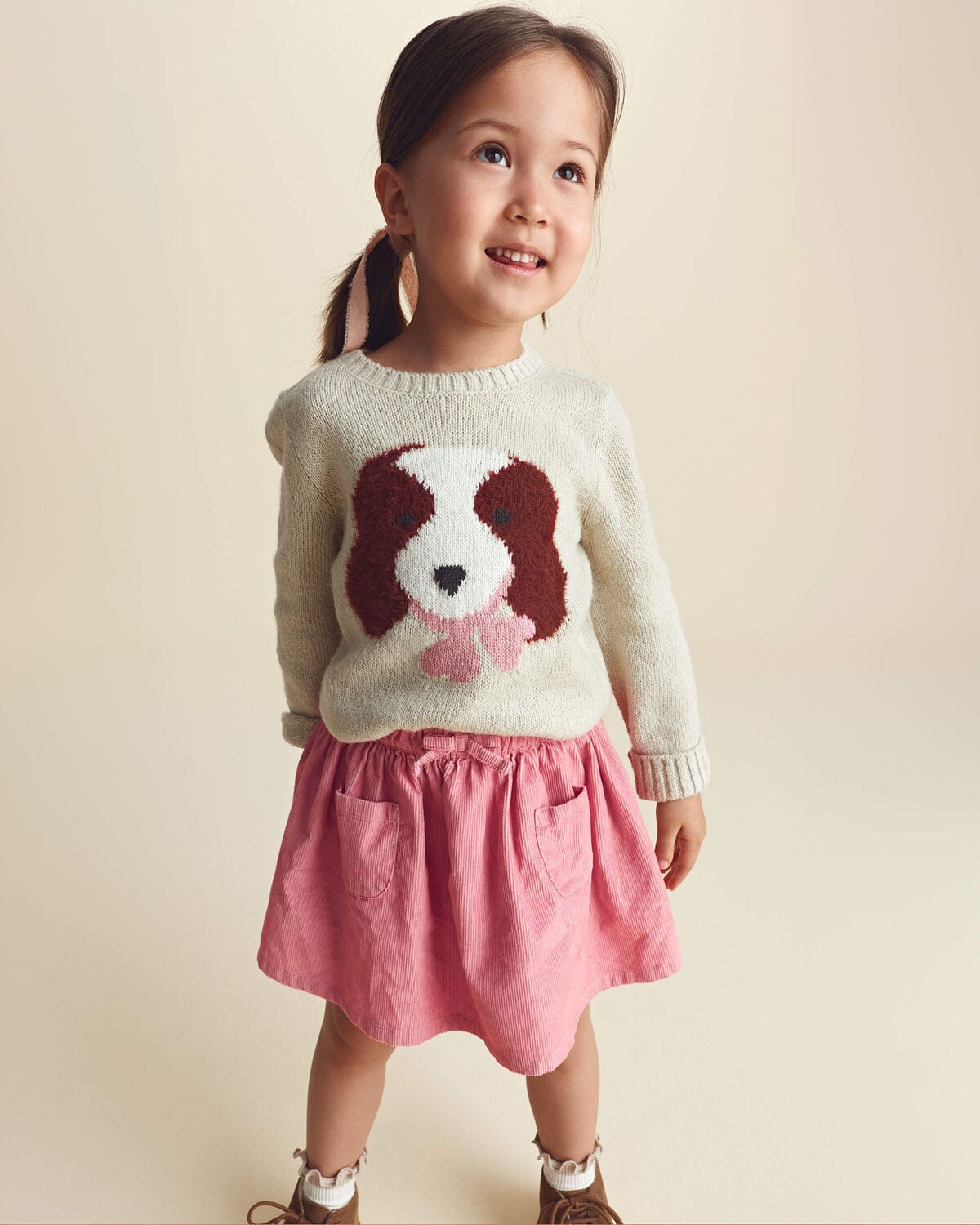 Toddler Girl Bow Corduroy Skort - Pink - Image 2
