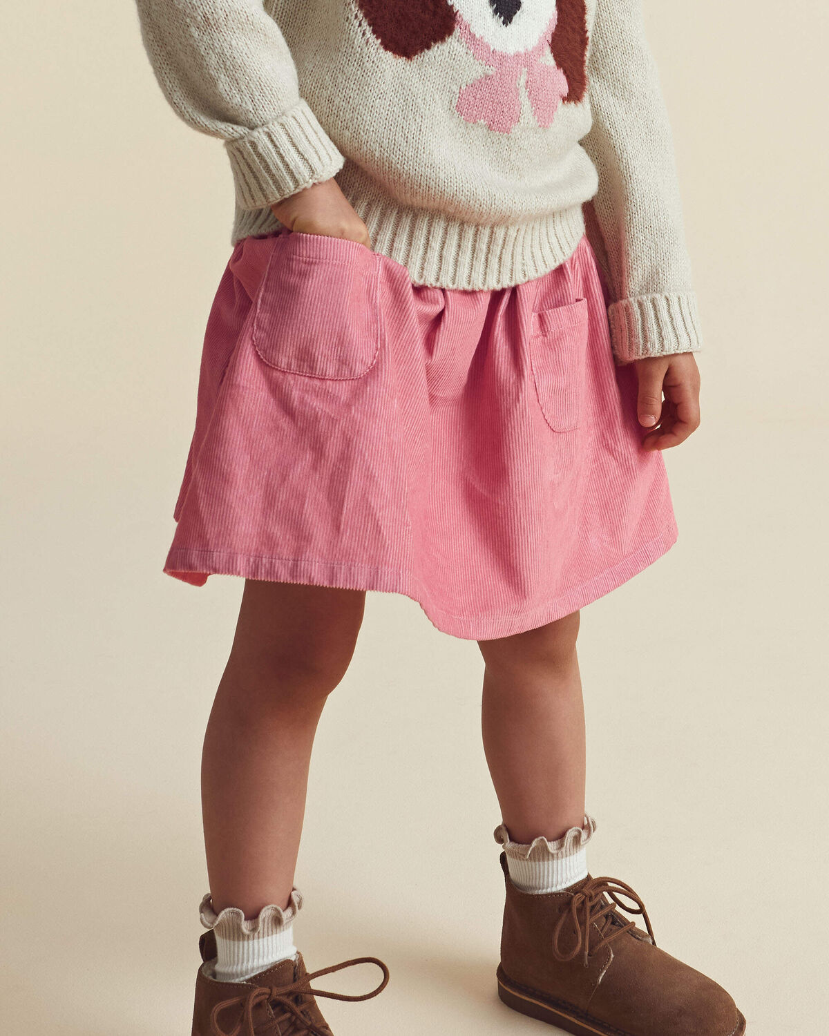 Toddler Girl Bow Corduroy Skort - Pink - Image 4
