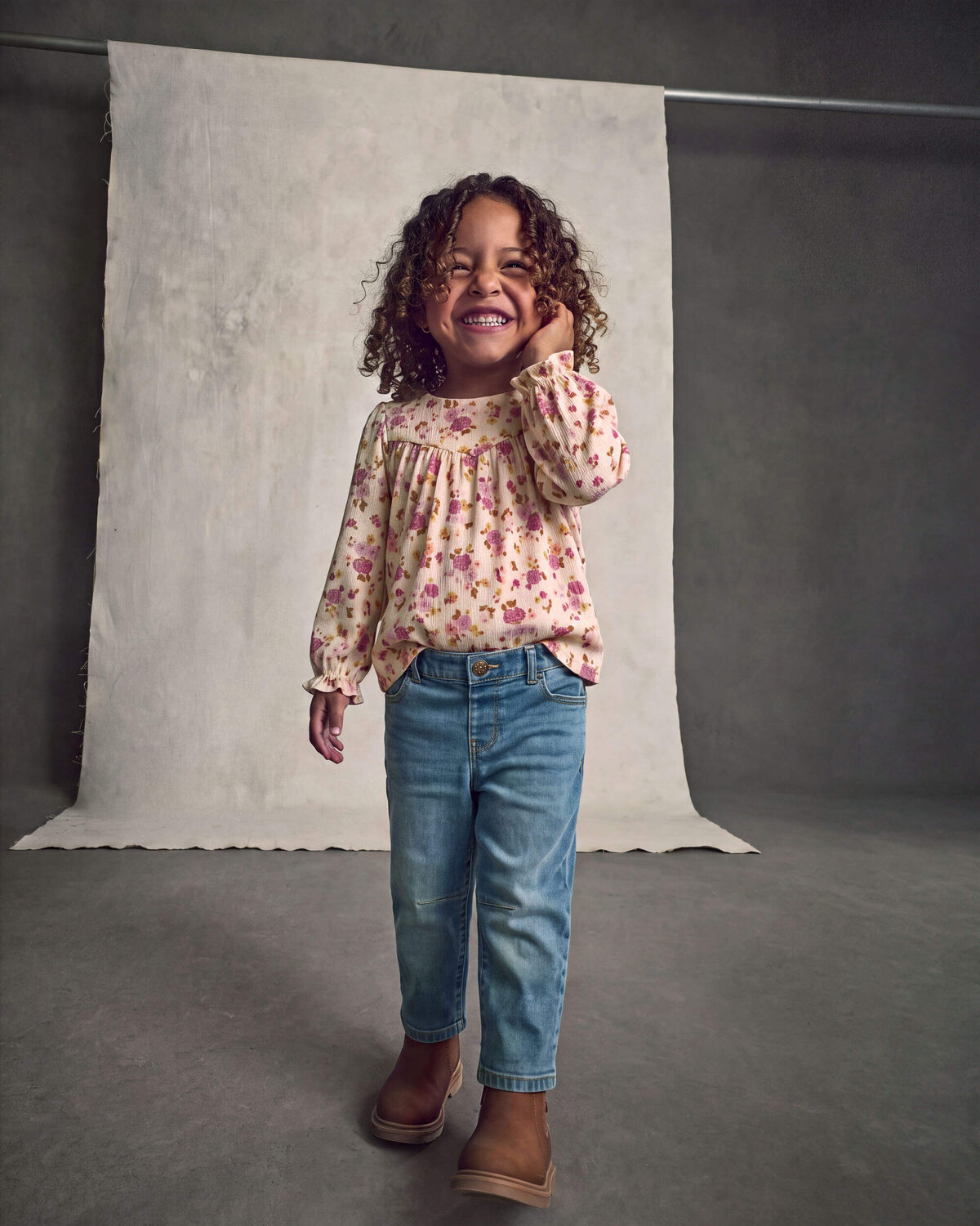 Toddler Girl Denim Barrel Jeans - Medium Wash - Image 4