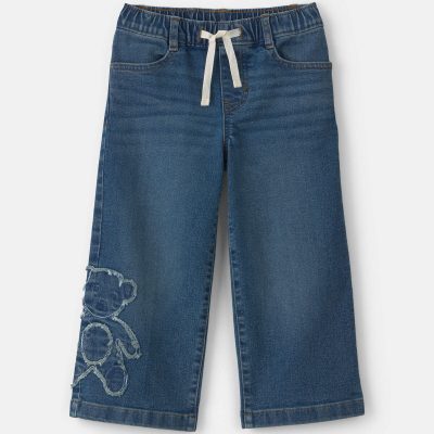 Toddler Girl Bear Denim Pull-On Jeans - Medium Wash