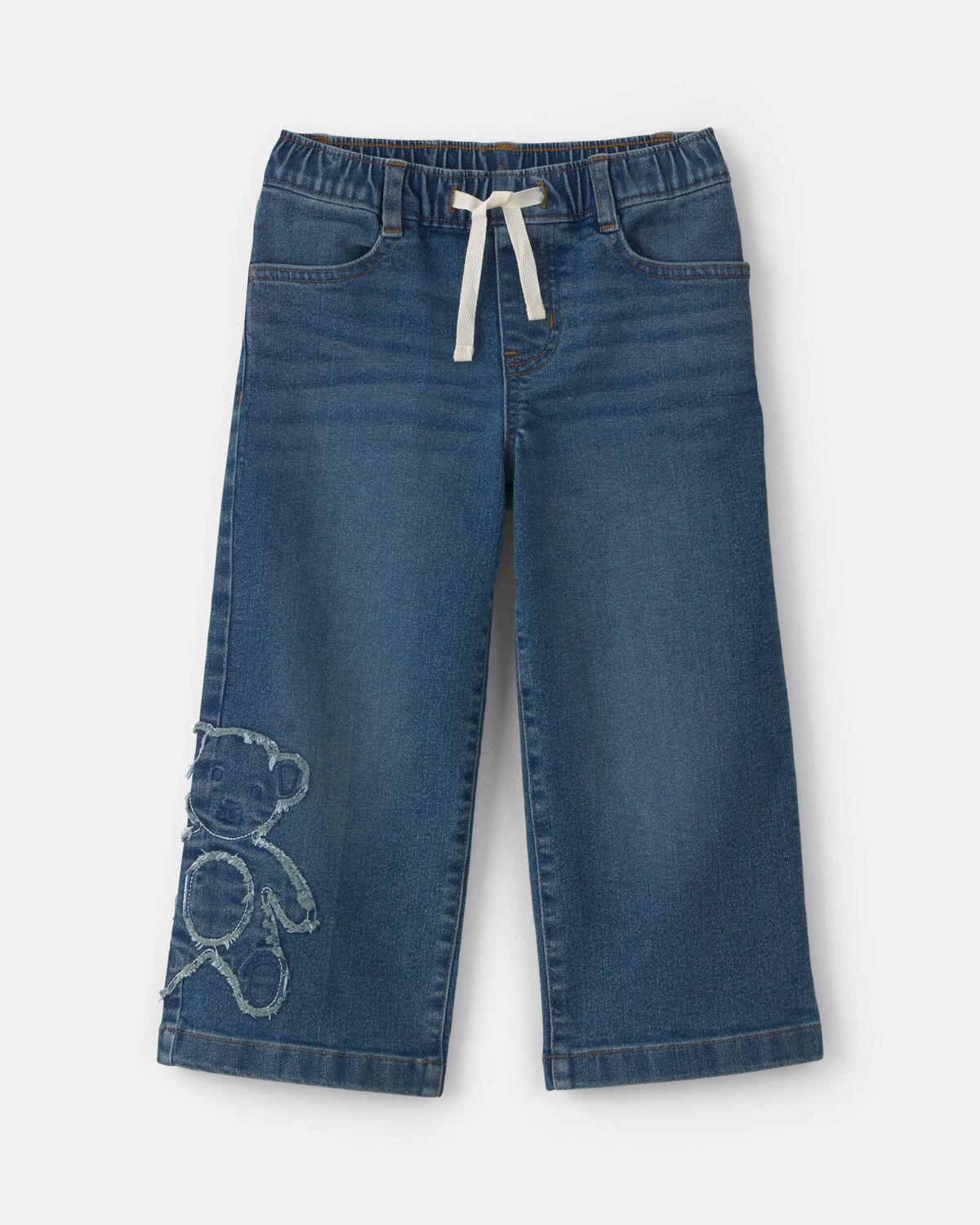 Toddler Girl Bear Denim Pull-On Jeans - Medium Wash