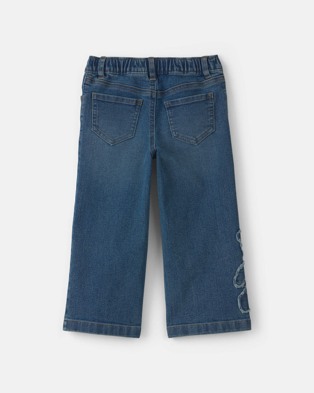 Toddler Girl Bear Denim Pull-On Jeans - Medium Wash - Image 2
