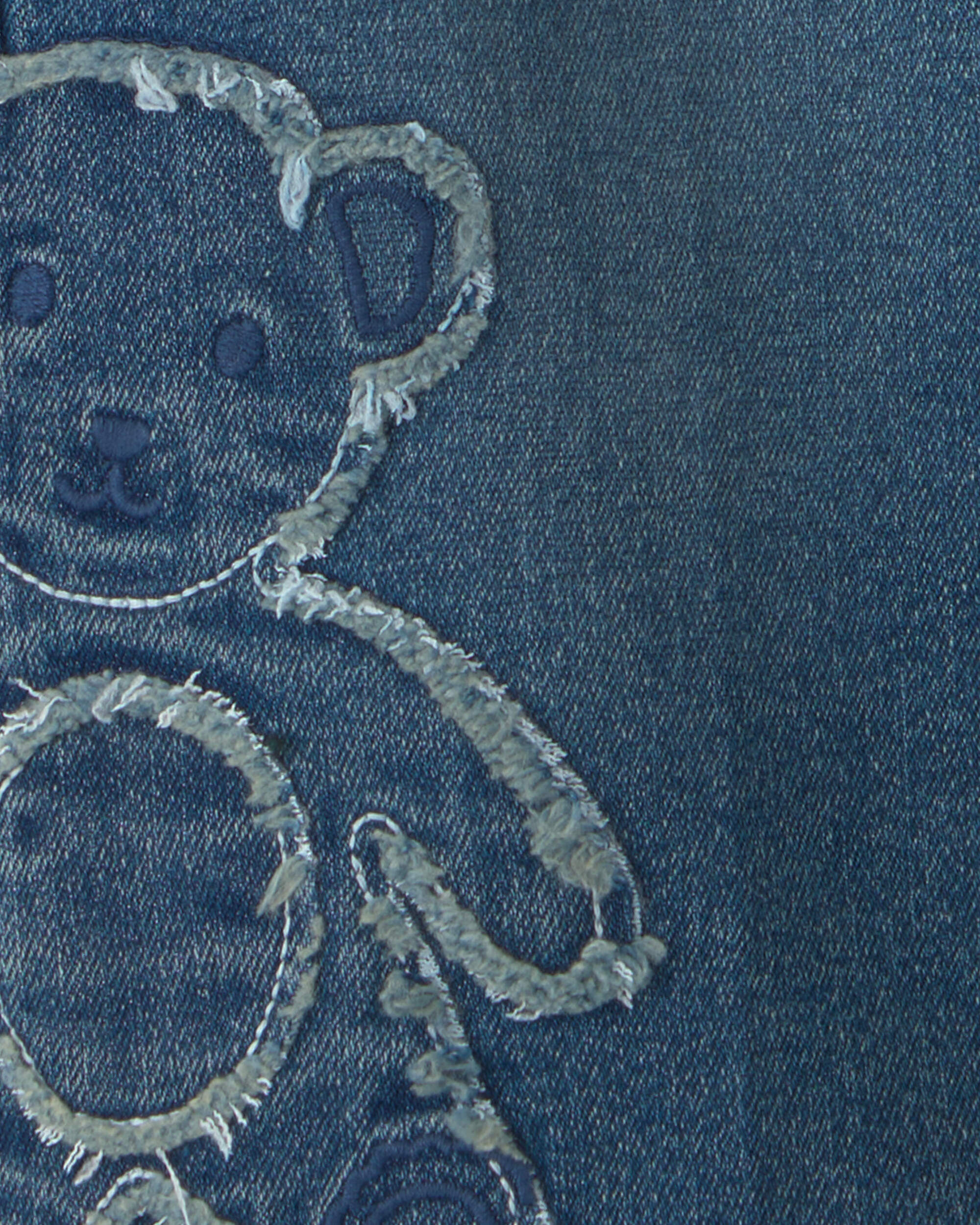 Toddler Girl Bear Denim Pull-On Jeans - Medium Wash - Image 4