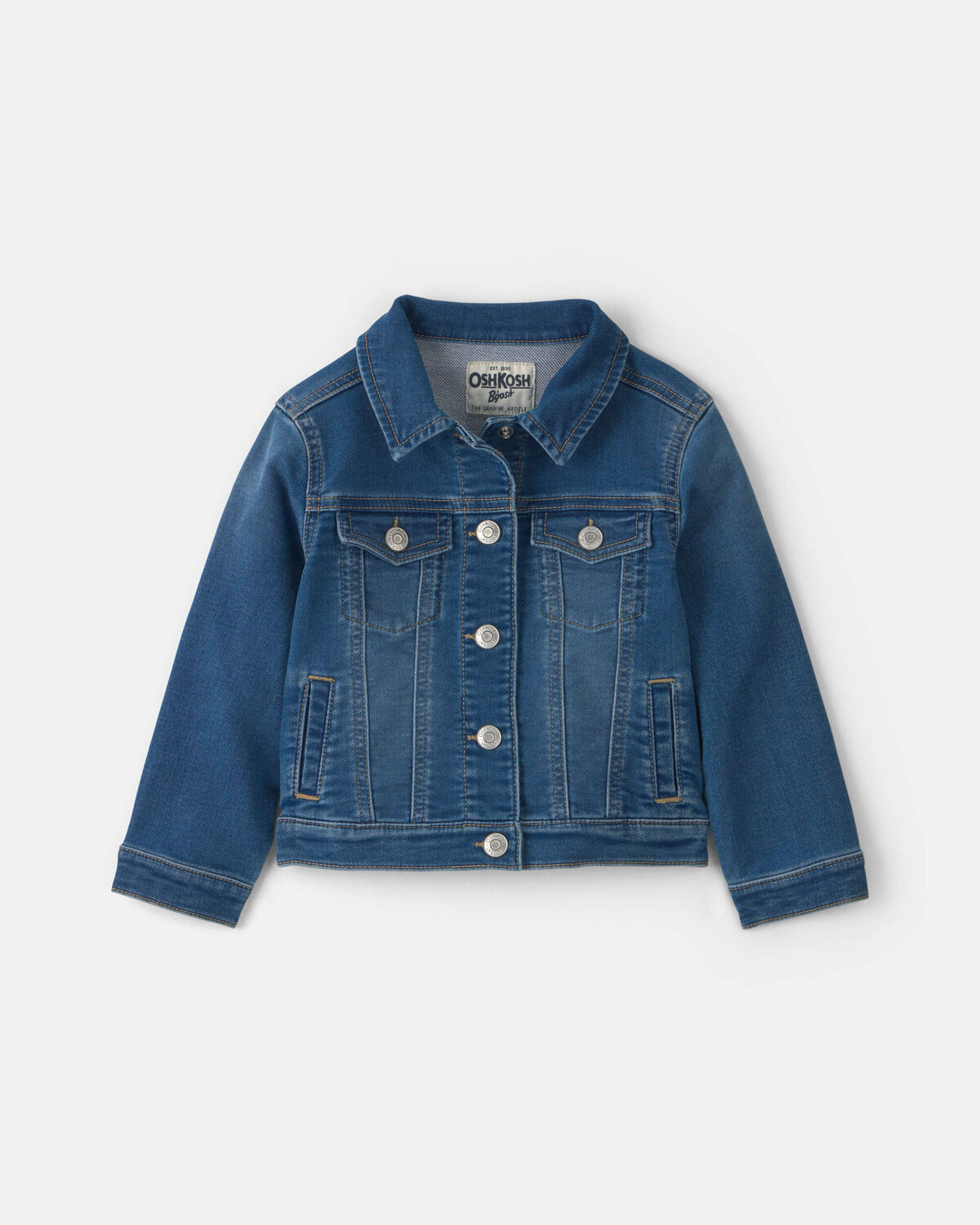 Toddler Girl Bear Denim Jacket - Medium Wash - Image 2