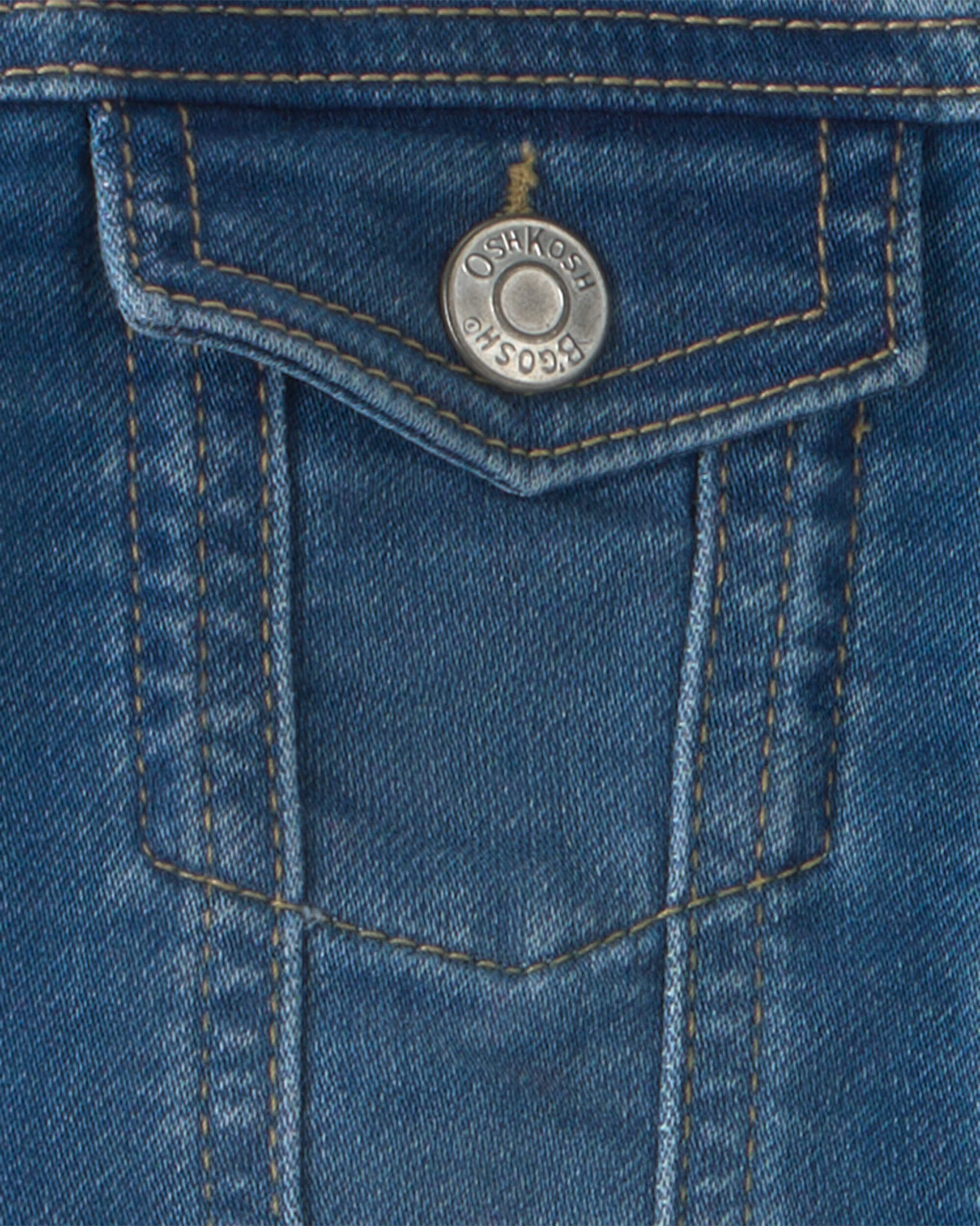 Toddler Girl Bear Denim Jacket - Medium Wash - Image 6