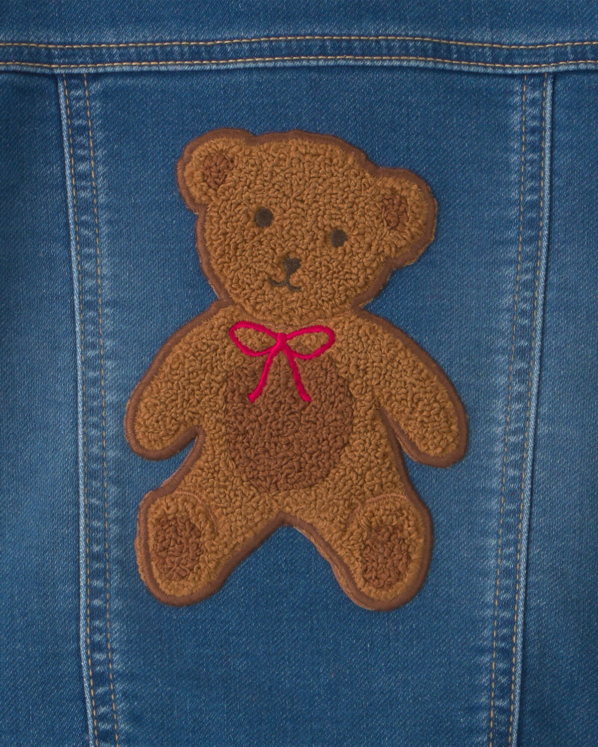 Toddler Girl Bear Denim Jacket - Medium Wash - Image 5