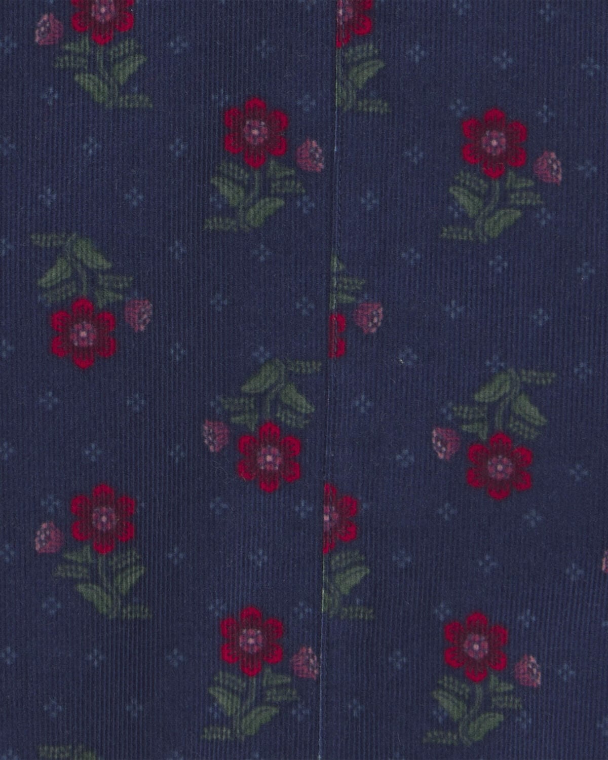 Toddler Girl 2-Piece Floral Corduroy Long-Sleeve Dress Set - Navy Blue/Red - Image 3