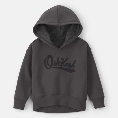 Toddler Girl Cheetah Fleece Logo Hoodie - Black