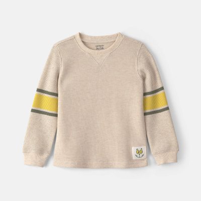 Toddler Boy Striped Thermal Long-Sleeve T-Shirt - Cream
