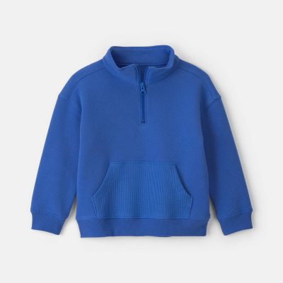 Toddler Boy Fleece Quarter-Zip Pullover Sweatshirt - Blue