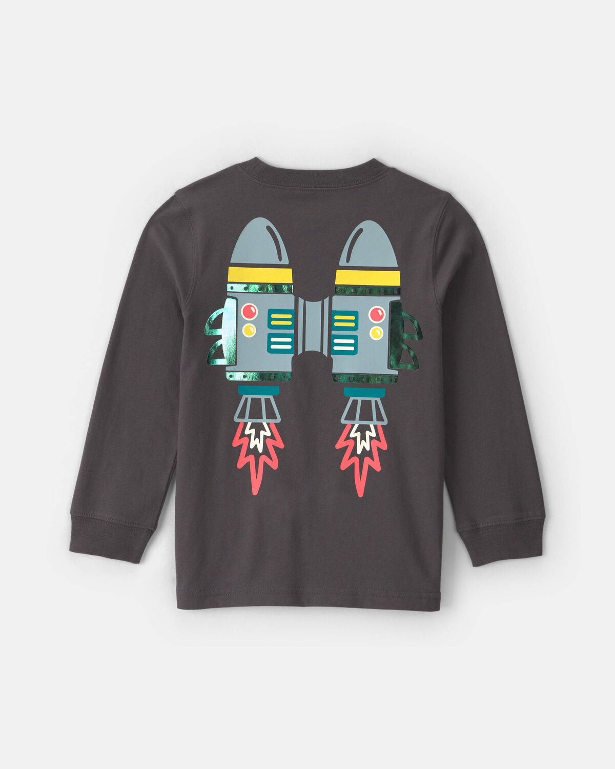Toddler Boy Dino Jet Pack Long-Sleeve Graphic Tee - Grey - Image 2