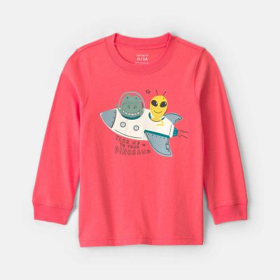 Toddler Boy Space Dino Long-Sleeve Graphic Tee - Orange