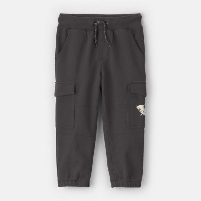 Toddler Boy Glow-in-the-dark French Terry Cargo Joggers - Black