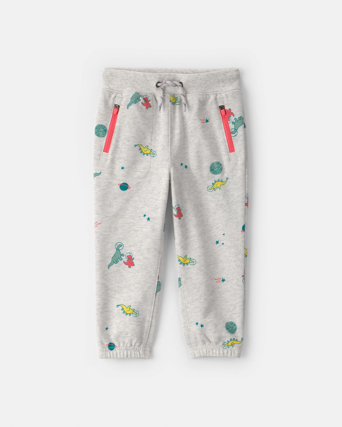Toddler Boy Space Dino French Terry Joggers - Grey