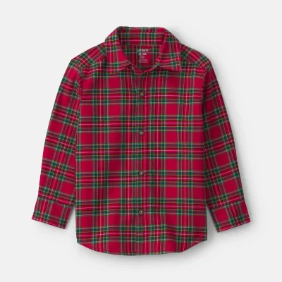Toddler Boy Plaid Long-Sleeve Button-Down Shirt - Red/Green