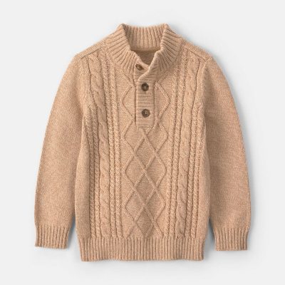 Toddler Boy Cable Knit Sweater - Tan