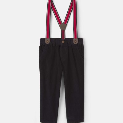 Toddler Boy Corduroy Straight Suspender Pants - Black