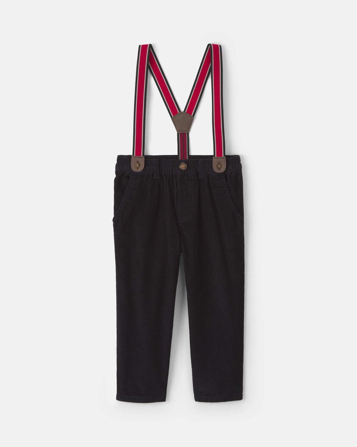 Toddler Boy Corduroy Straight Suspender Pants - Black
